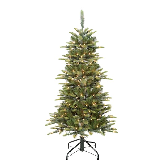 4.5Ft Pre-Lit Slim Aspen Fir Artificial Christmas Tree, Clear Lights By Puleo International in Green | 4.5 ft | Michaels®